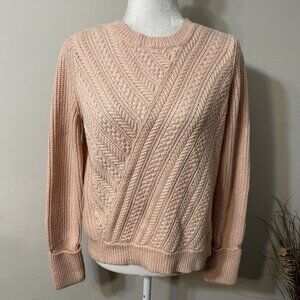 BCBG MAXAZRIA Caleigh Pink Salmon Thick Cable Knit Long Cuffed Sleeve Sweater M